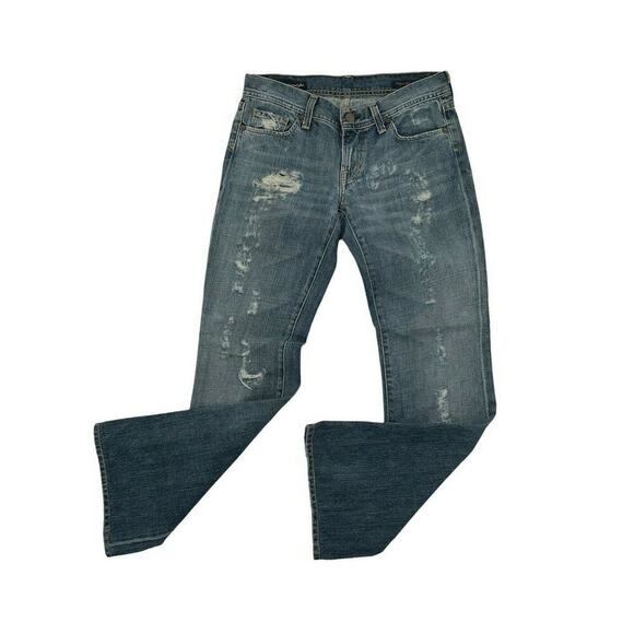 Citizen Of Humanity Denim Jeans Womens Size 28 Bootcut Low Rise Whiskers Blue - Picture 10 of 10